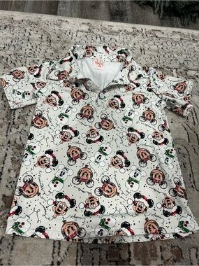 White Disney Holiday Character Print Polo for Kids
